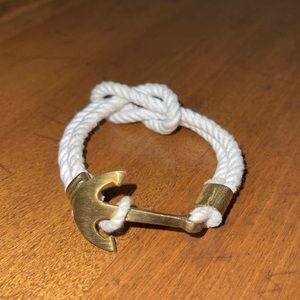 Gold anchor white rope bracelet